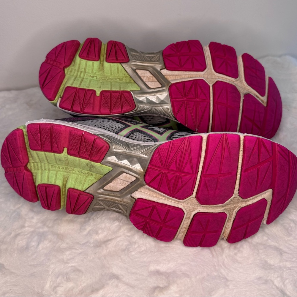 Asics Women's Athletic Shoes - Gray and Pink with Green Accents size 9.5 - Picture 8 of 10